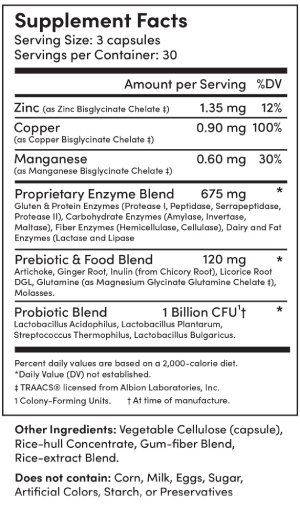 Ingredients label for ENRICH